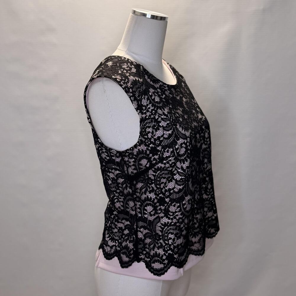 Robert Rodriguez Tank Top Womens Medium Black Lace Overlay Scoop Neck Camisole - Picture 2 of 10
